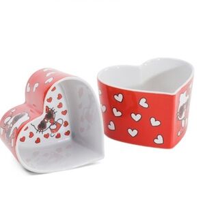 Set of 2 Hello Kitty Heart Shaped Ceramic Ramekins Made By Sanrio